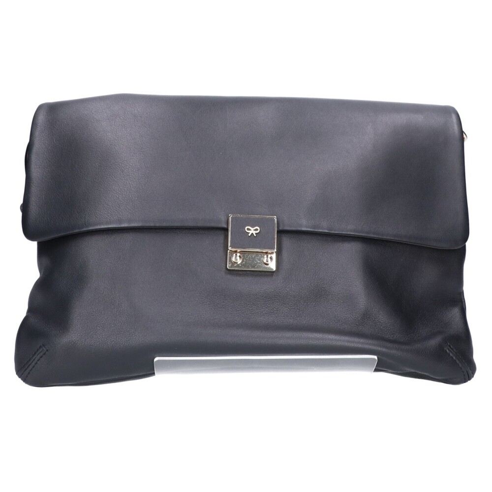 Anya Hindmarch CARKER ETTA Butter Leather Flap Shoulder Bag, Black/Brown/Gray...
